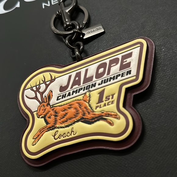 Rare Coach Leather Key Fob Mythical Monster Jackalope Bag Charm Signature Animal - Picture 4 of 9
